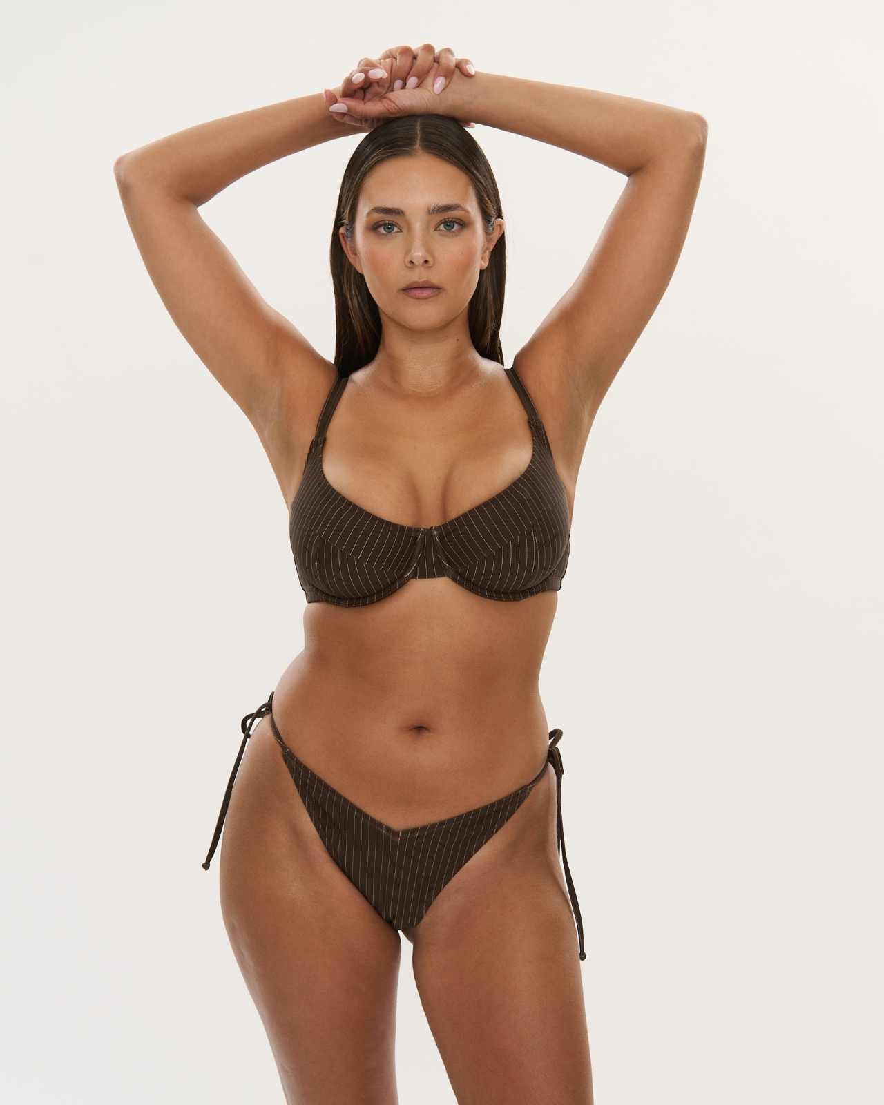 Balconette Top - Choc Pinstripe