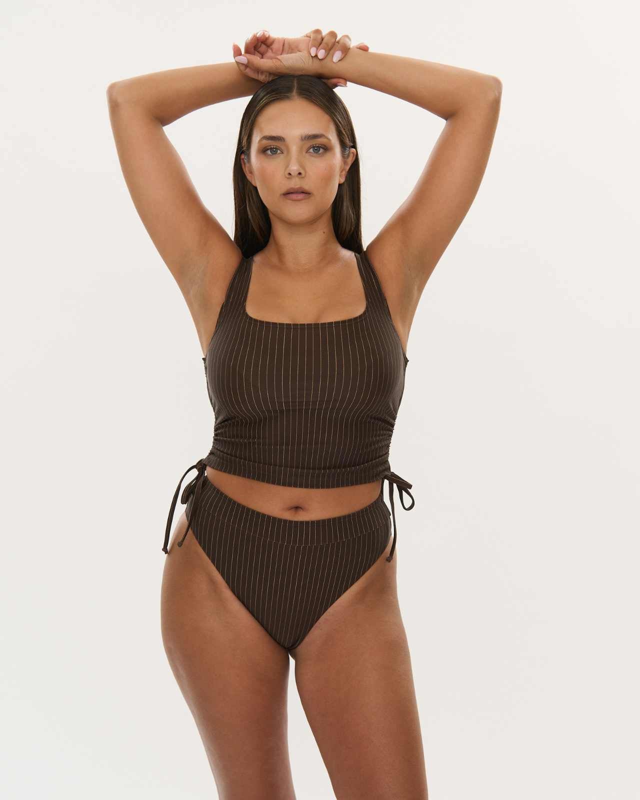 Swim Singlet - Choc Pinstripe