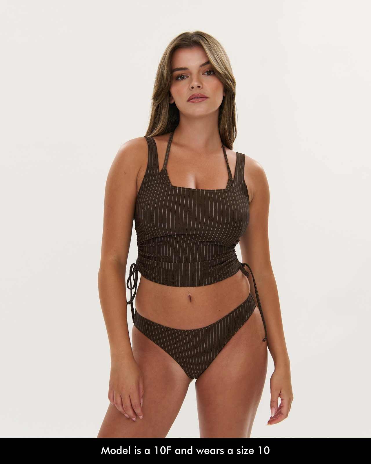 Swim Singlet - Choc Pinstripe
