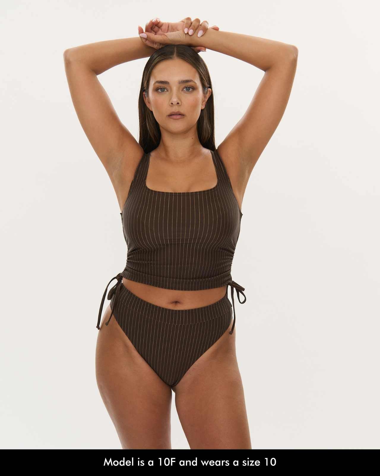 Swim Singlet - Choc Pinstripe