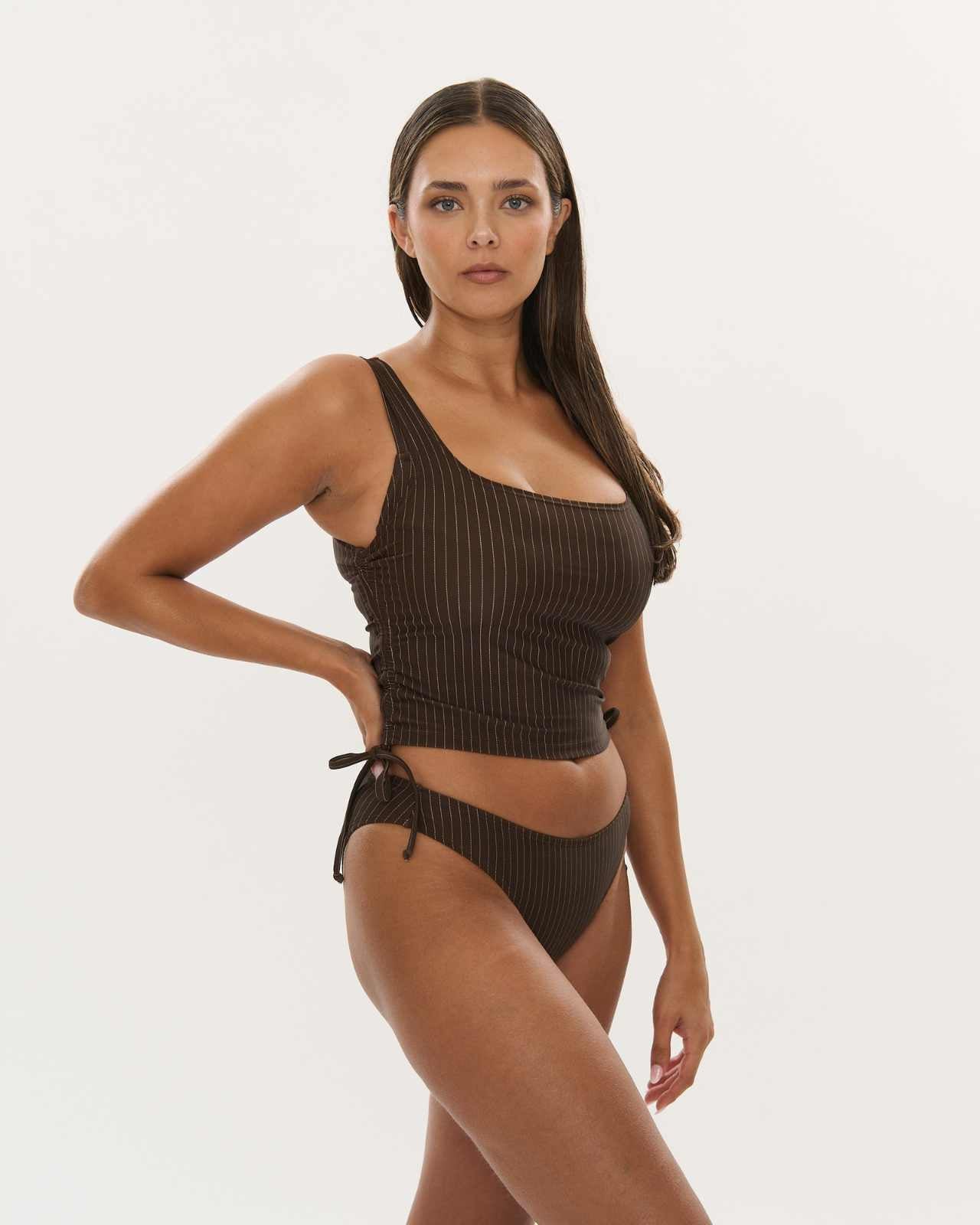 Swim Singlet - Choc Pinstripe