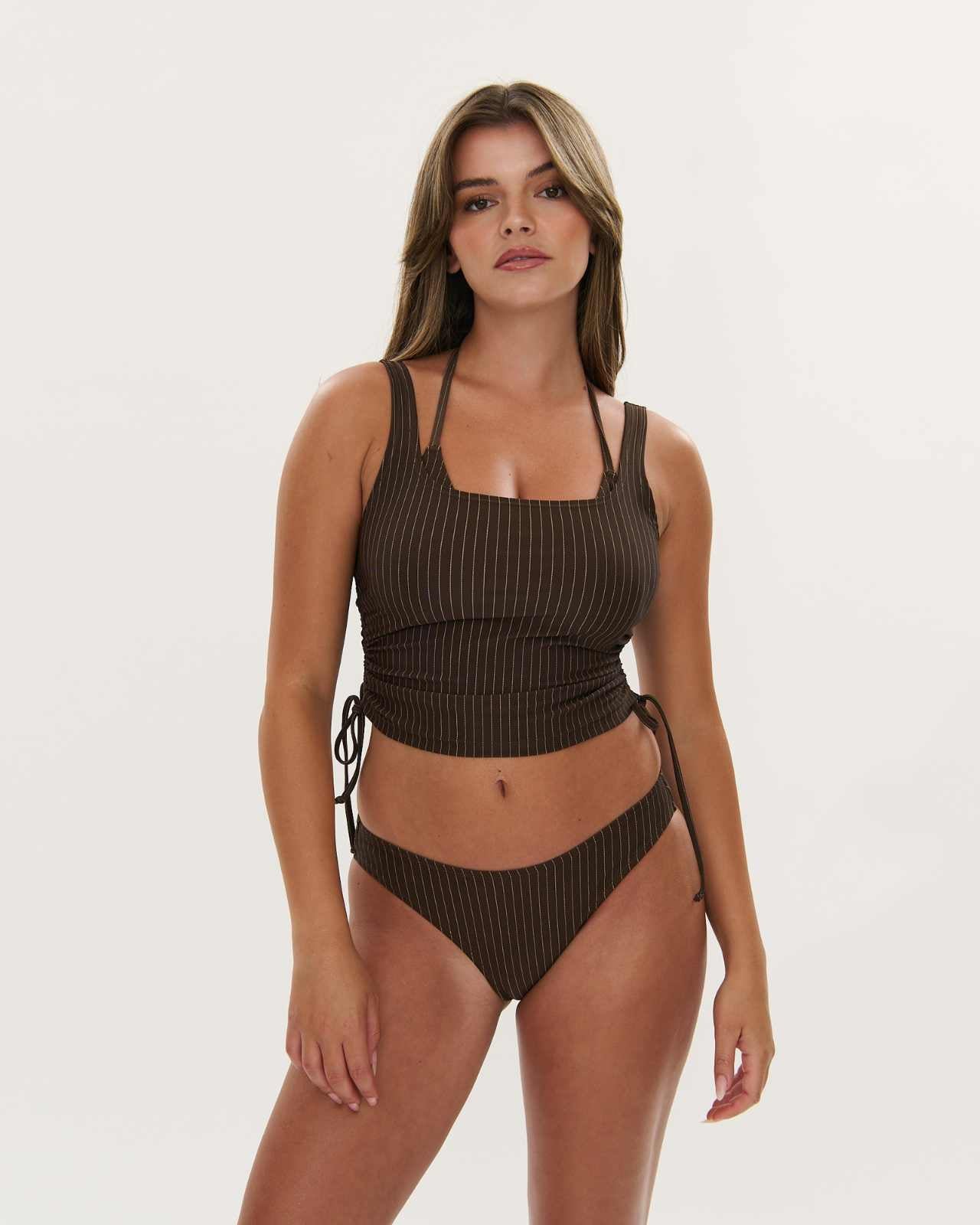 Swim Singlet - Choc Pinstripe