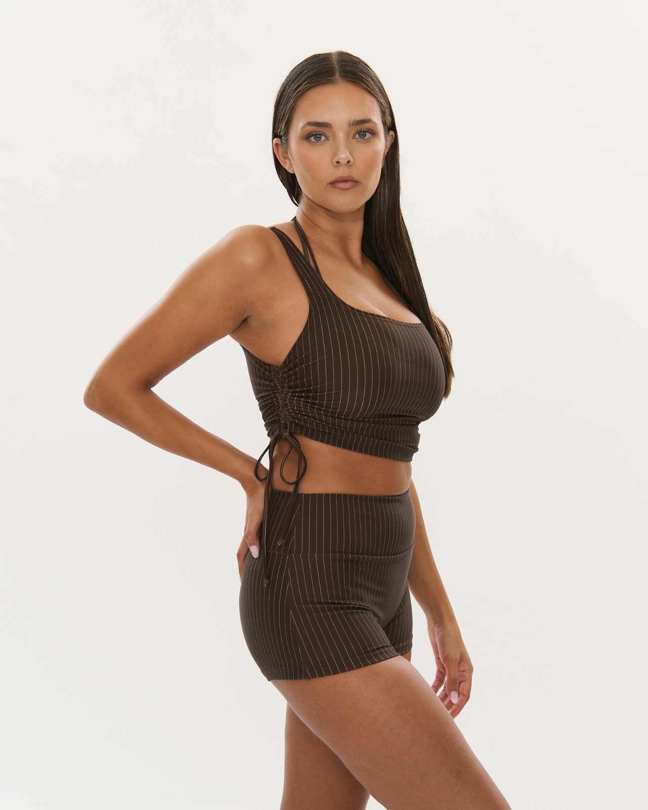 Boyshort - Choc Pinstripe