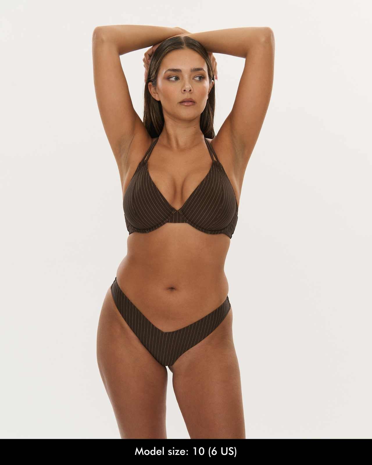 Brazilian Brief - Choc Pinstripe