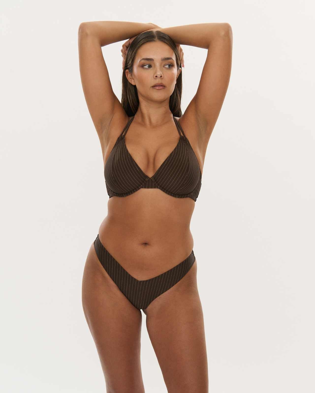 Brazilian Brief - Choc Pinstripe