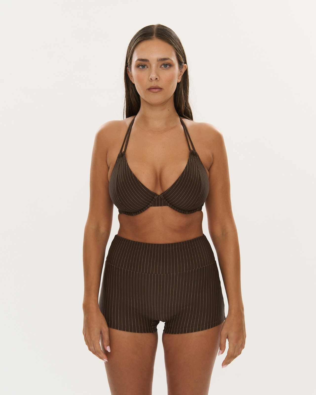 Boyshort - Choc Pinstripe